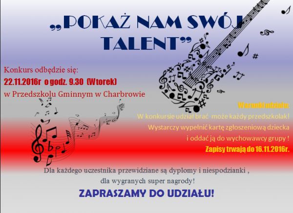 Przedszkolny Konkurs Talentów - ,,Śpiewam , tańczę , recytuję