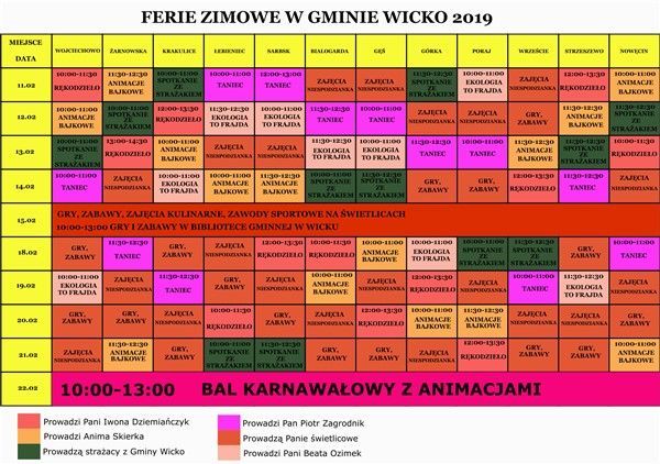 FERIE ZIMOWE 2019 W GMINIE WICKO